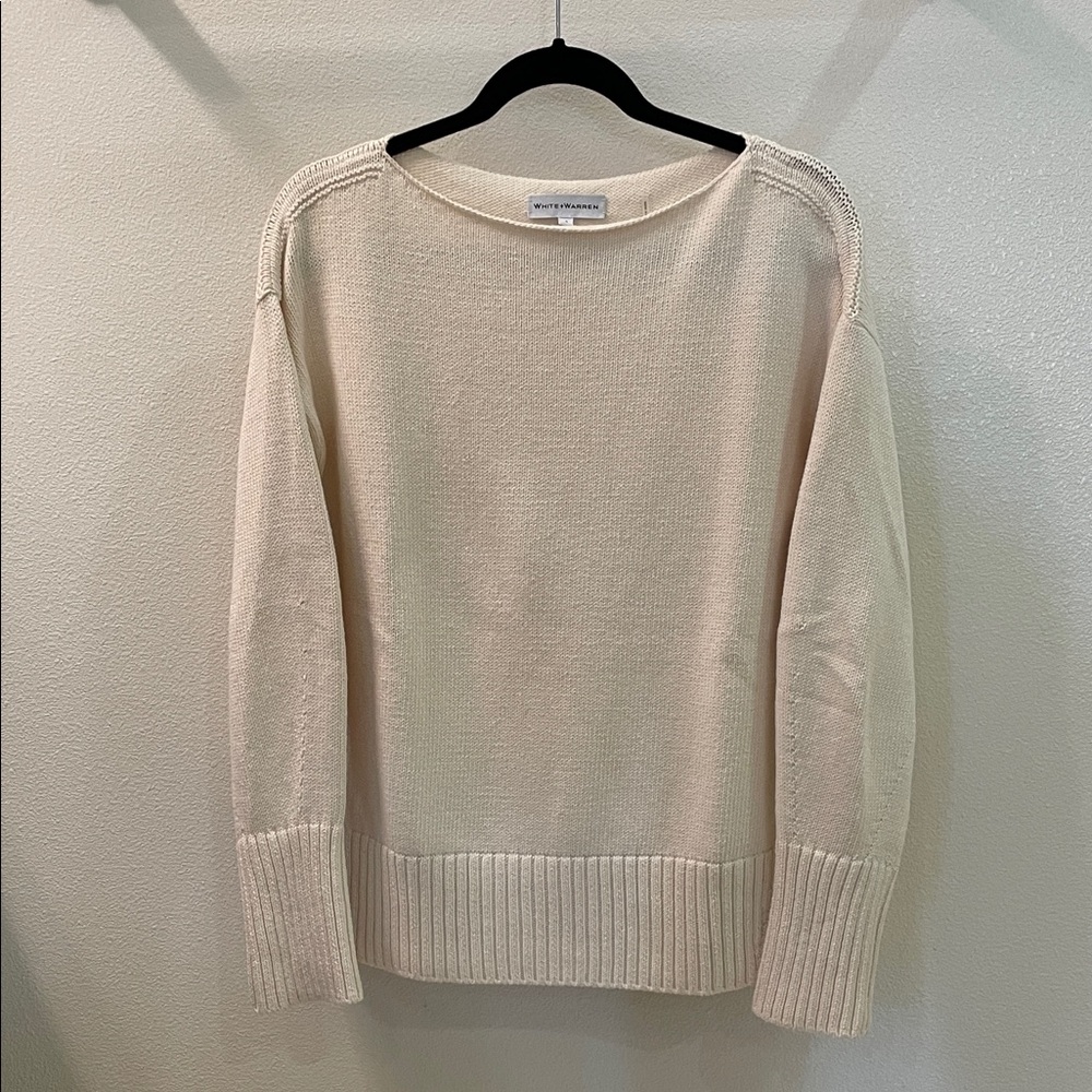 White + Warren Cream Crew Neck Sweater